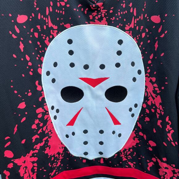 Friday the 13th Jason Voorhees Blood Splattered Hockey Jersey Horror Adult L - Picture 2 of 10
